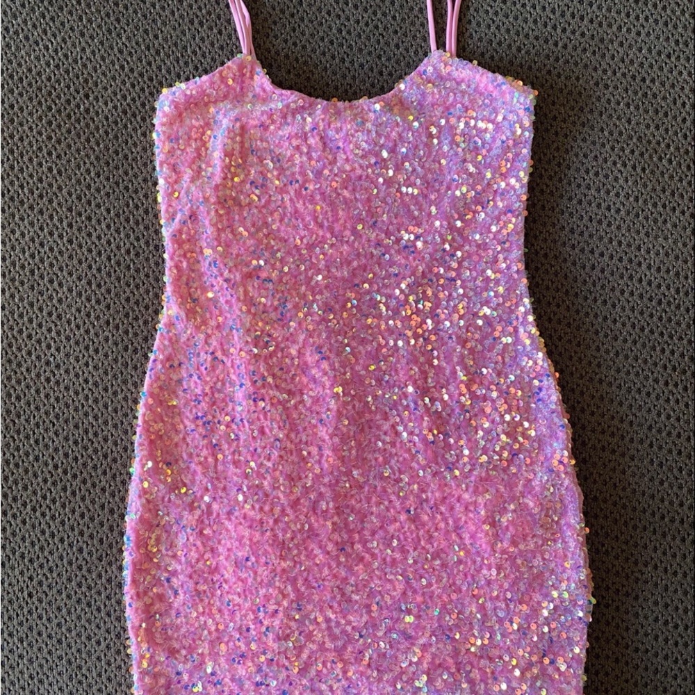 Pink Lucy in the Sky Medium sparkly body con dress